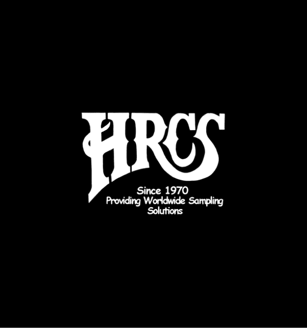 Black background with white text: "HRCS" in bold, stylized letters. Below, smaller text reads: "Since 1970 Providing Worldwide Sampling Solutions.