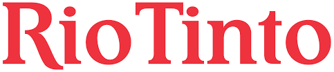 Red text displaying the words "Rio Tinto" on a white background.