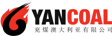 Logo of Yancoal with a stylized black and red flame on the left. The text "YANCOAL" is in bold, with "YAN" in black and "COAL" in red, followed by Chinese characters.